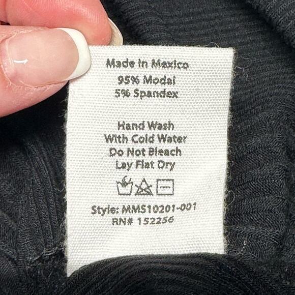 NWT | Avec Les Filles | Ribbed Scoop Neck Long Sleeve Top | Black | Medium - Picture 7 of 11